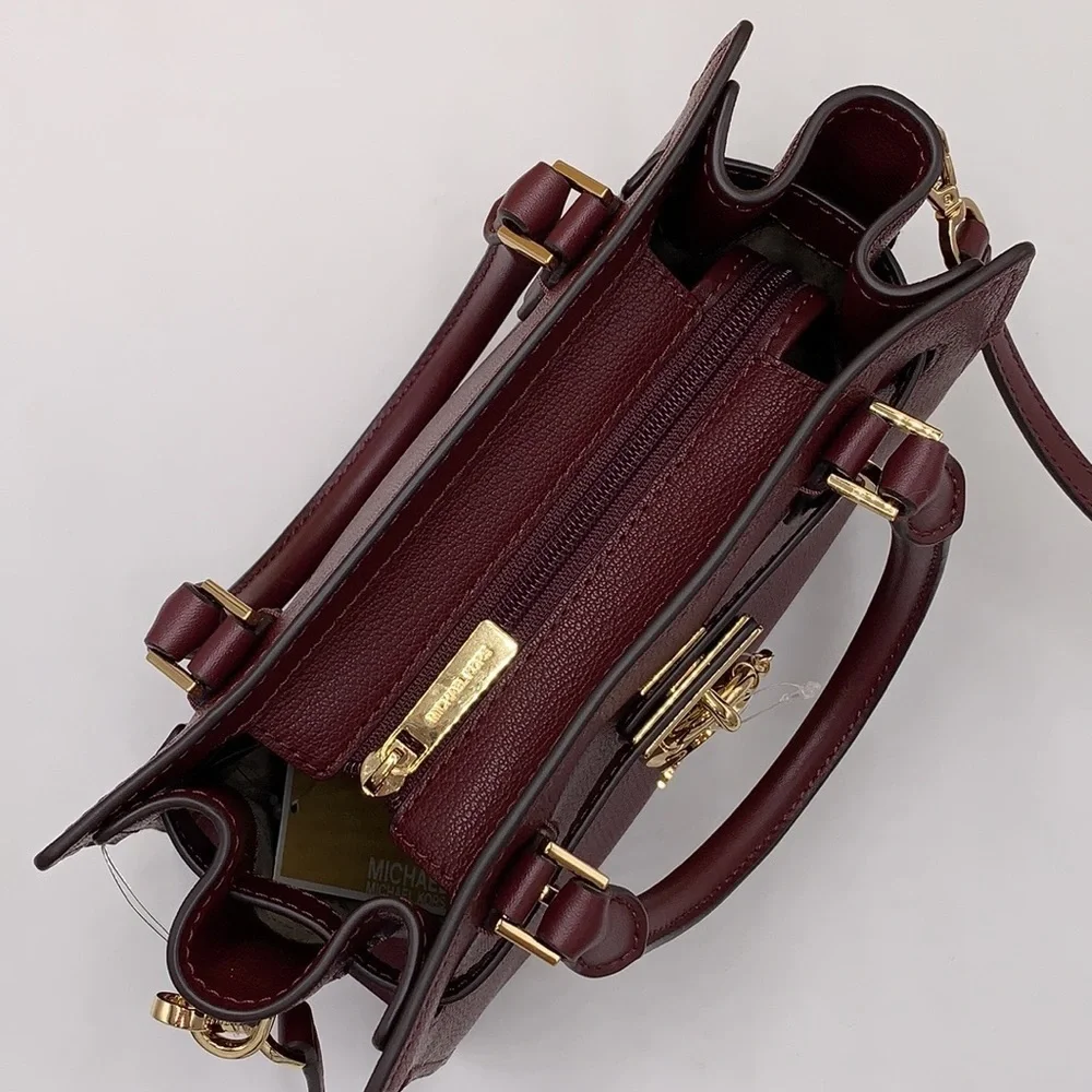 Michael Kors Hamilton Small Satchel Shoulder Crossbody Bag Dark sherry color